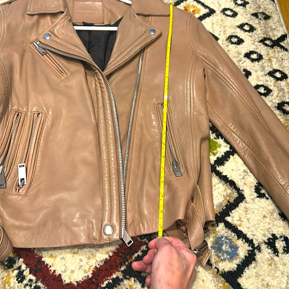 Soft leather taupe colored Moto-jacket. - Picture 6 of 7